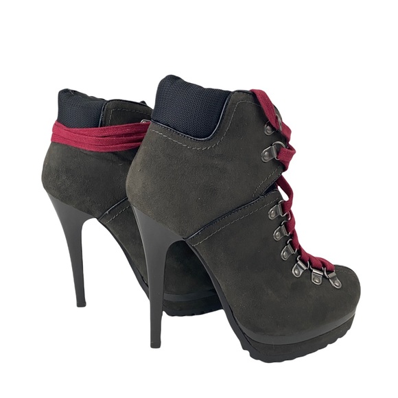 Exhilaration NWOT Lace Up Heeled Hiking Boots - Picture 2 of 7